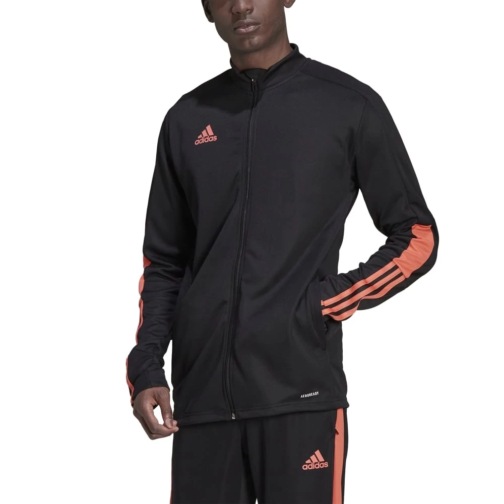 Adidas Tiro Essentials Jacke Herren Schwarz Orange 2 Adidas Tiro Essentials Jacke Herren Schwarz Orange – Bild 2