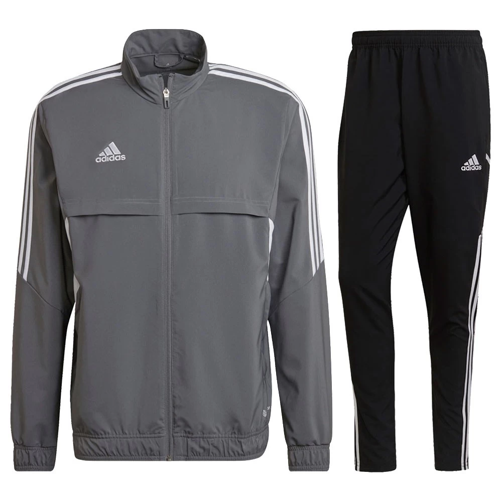 Adidas Condivo 22 Präsentationsanzug Herren Grau Schwarz 1 Adidas Condivo 22 Präsentationsanzug Herren Grau Schwarz