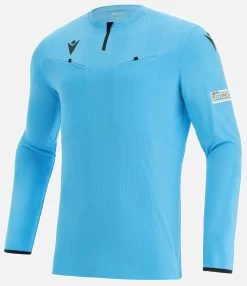 Macron Schiedsrichter Trikot Langarm UEFA 2021 Herren Neon Blau